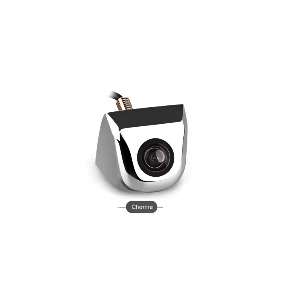4.3 inch led rear view mirror with chrome finished reversing camera featuring black lens cover and threaded mounting design
