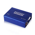 Blue rockera rk-bt100 dsp car audio processor with brushed metal finish and silver branding for 4 channel amplifier