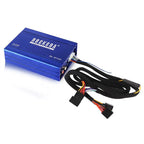 Blue rockera rk-bt100 4 channel car audio amplifier dsp audio processor with multi-colored wiring on the back side
