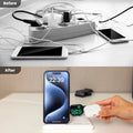 White 4-in-1 foldable wireless charging station with phone and apple watch slots and integrated night light