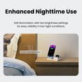 White 4-in-1 foldable wireless charging station with touch-controlled button and soft night light for apple watch