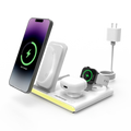 White jabraes 4-in-1 foldable wireless charging station with night light supports apple watch phone and earbuds charging