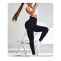 Black high-waisted seamless leggings with smooth fabric featuring tummy control butt lifting for yoga and active wear