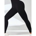 Black high-waisted leggings with smooth stretch fabric featuring tummy control butt lifting for yoga and daily wear