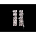 A pair of sparkling multi-tiered silver-toned geometric cascading rhinestones matching earrings from necklace set