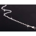 Silver chain bracelet with clear sparkling rhinestones and lobster clasp from 4 pieces rhinestones necklace set with matching earrings