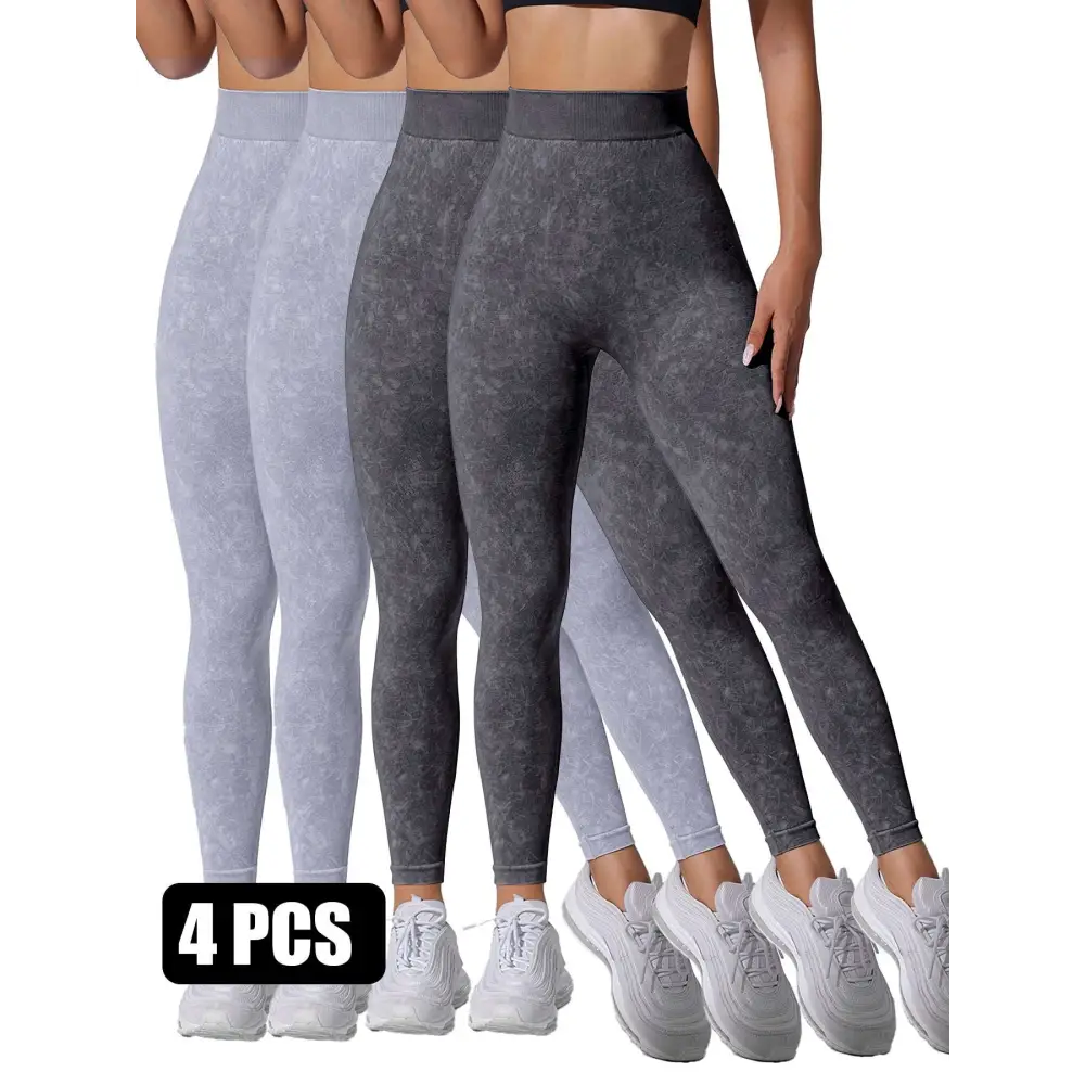 Gray and light blue patterned high waisted scrunch butt lifting workout leggings with subtle marbled texture