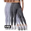 Gray and light gray patterned high-waisted scrunch butt lifting workout leggings in stretchy form-fitting material