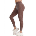 Brown patterned high-waisted leggings featuring scrunch butt lifting design for lifting workout leggings set