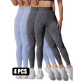 Gray and light blue patterned high-waisted scrunch butt lifting workout leggings with subtle marbled texture