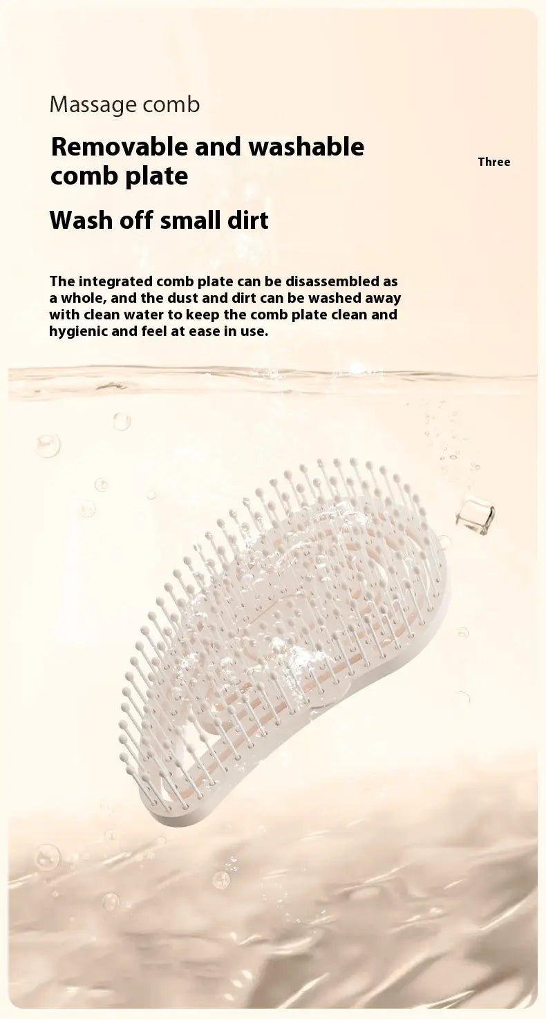 Transparent plastic spray massage comb with a removable washable plate and fine bristles for gentle skin care in the electric spray massage comb hair care spray device.