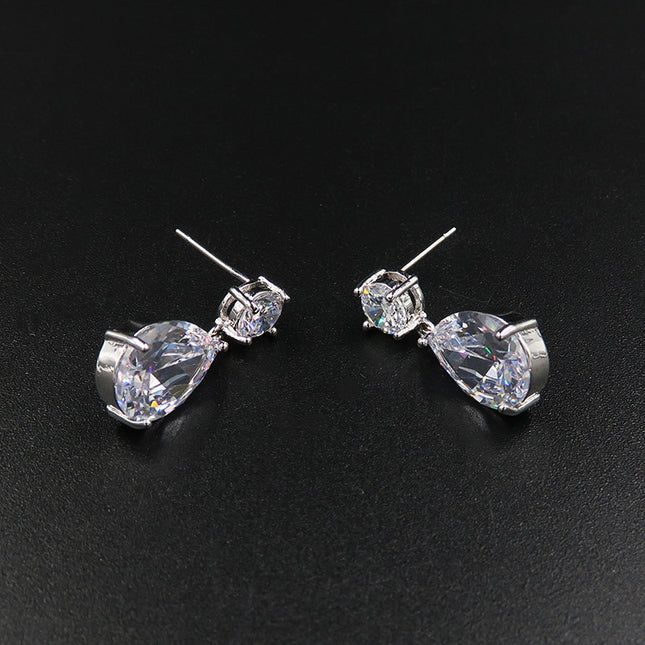 Bride headdress crown necklace three piece Earrings Korean wedding wedding wedding jewelry ornaments suit - Royalessencelux