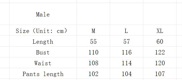 male pants size chart in centimeters for sizes m l and xl in the poseidon queen king god of war costume collection