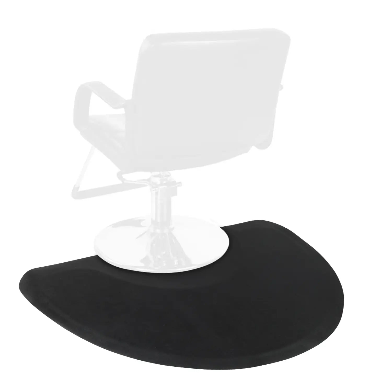 Black plush cushioned salon mat designed to fit under a salon chair base outer circle black salon mat.