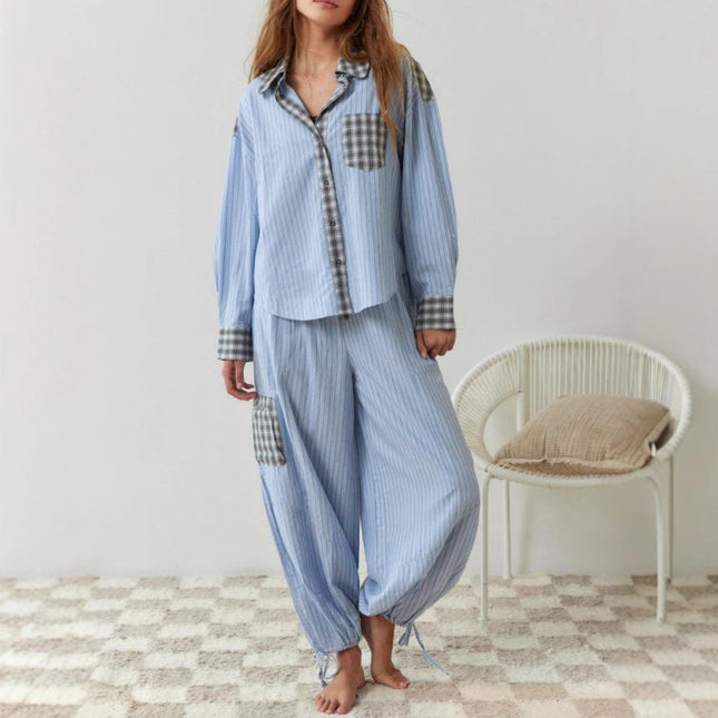 Women's Dressing Gown Plaid Shirt Outfit - Royalessencelux