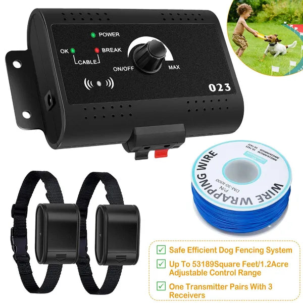 Electric Dog Fence System – Adjustable Boundary & Dual Collar Kit for All Dog Sizes