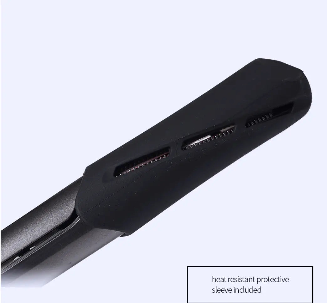 black heat-resistant protective sleeve for gold ceramic flat iron designed for curly hair care and hair care straight use