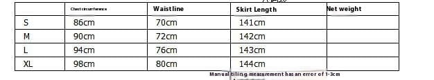 the table displays a size chart in centimeters for the purple sequin chiffon bridesmaid dress long including chest circumference waistline skirt length and net weight measurements.