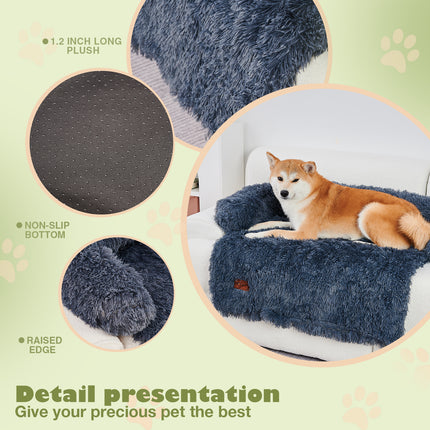 Dog Couch Bed Mat - Fluffy Plush Dog Sofa Bed With Blancket ,Pet Furniture Protector With Removable Washable Cover For Medium And Large Dogs, For Indoor, Outdoor, And Car Use - Royalessencelux
