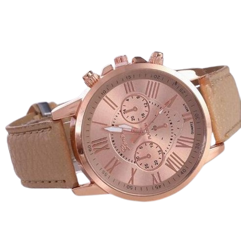 Unisex waterproof quartz watch with 3.8cm dial – Rose Gold
