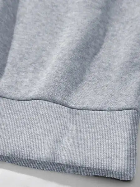 gray heathered sweatshirt cuff with ribbed knit detailing on a women cowboy boots print round neck pullover