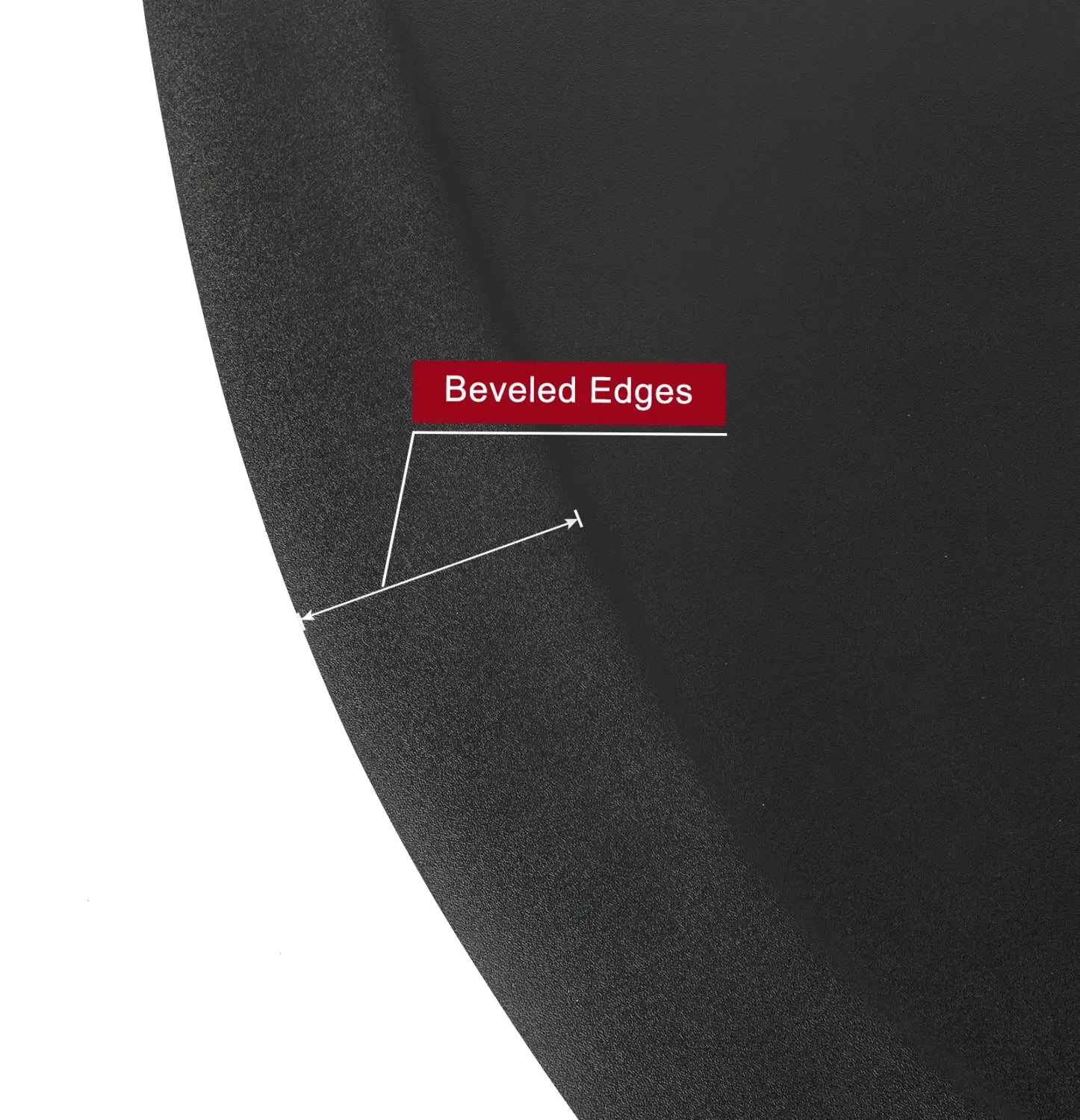Black circular salon mat with beveled edges designed as the outer circle black salon mat for professional use.