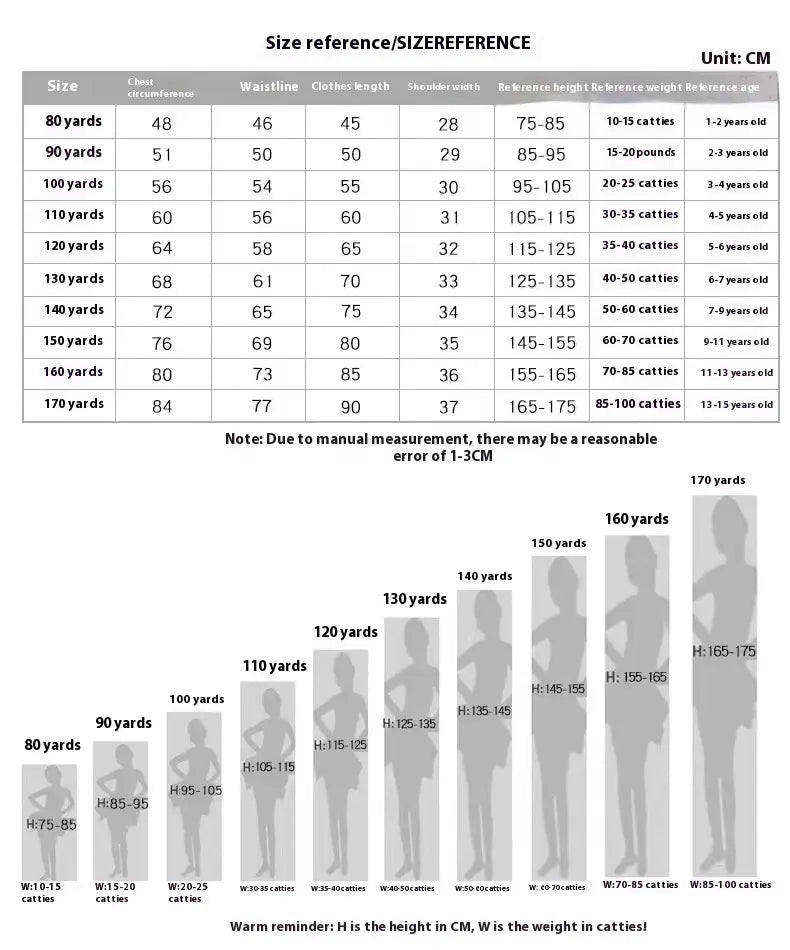 Size reference chart for a red princess dress with tulle tutu and bow sleeves showing measurements in centimeters and catties for various sizes.