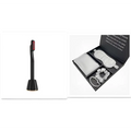 Black and red rotary eye massage wand with therapeutic warmth and sleek modern design for rose gold 5-in-1 use