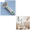 White and green pet hair dryer with grooming comb attachments and detachable brush for one-key hair removal