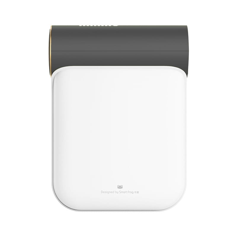 White rectangular foldable clothes household small quick dryer with a dark gray top section accented by gold trim designed for efficient drying.