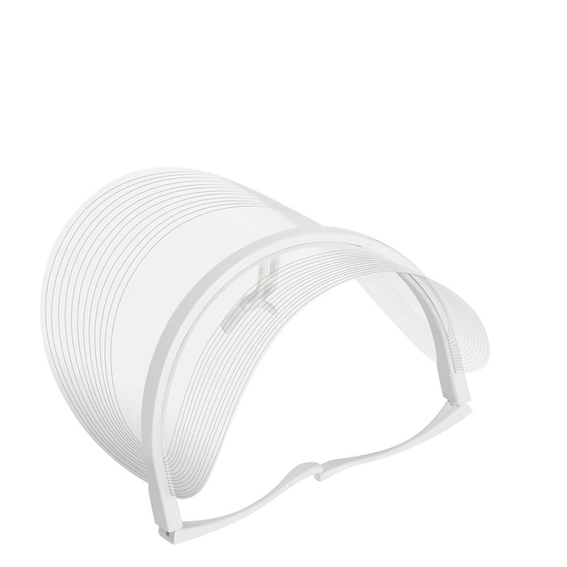 Clear translucent visor with a white plastic frame and subtle horizontal ridges on the curved shield of a multifunctional facial massager LED beauty mask designed for facial beauty and lifting tool massagers.