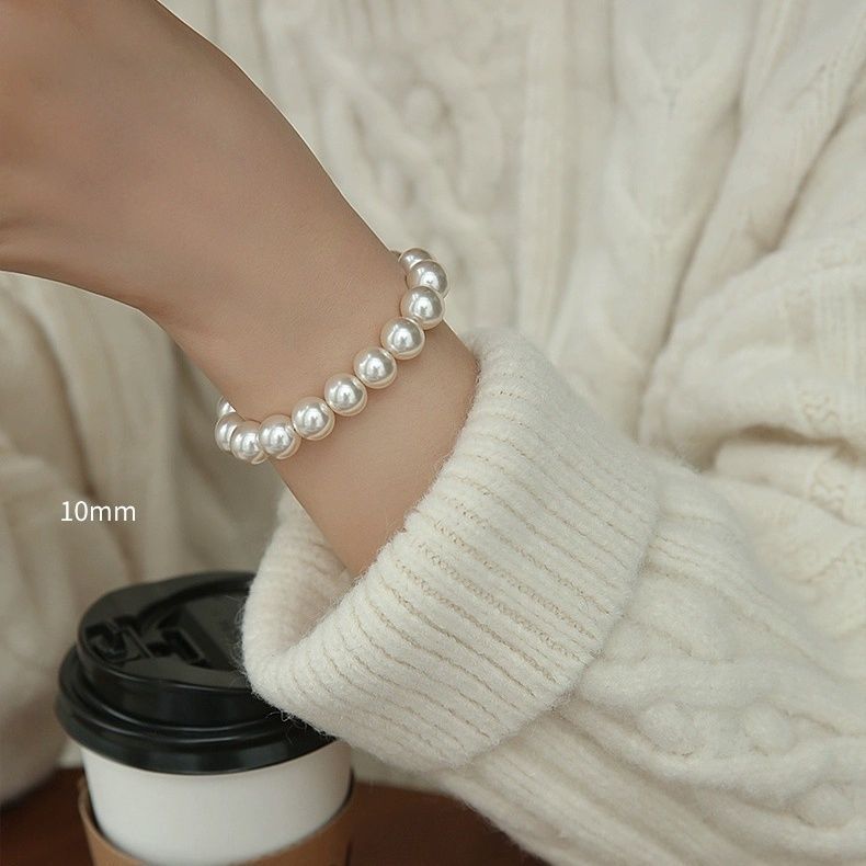Classic Faux Pearl Stretch Bracelet for Women Stackable Beaded Bracelet 4-10mm