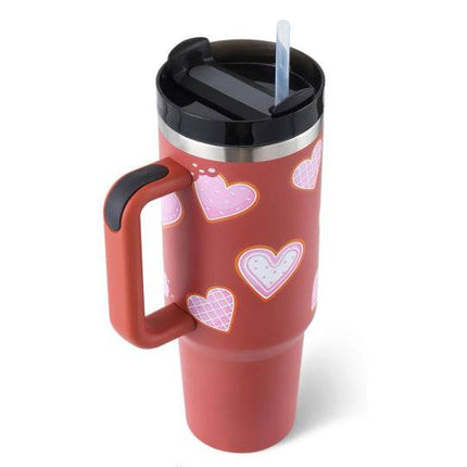 40 Oz Tumbler With Handle Straw Insulated, Stainless Steel Spill Proof Vacuum Coffee Cup Tumbler With Lid Tapered Mug Gifts For Valentine Lover Suitable For Car Gym Office Travel - Royalessencelux