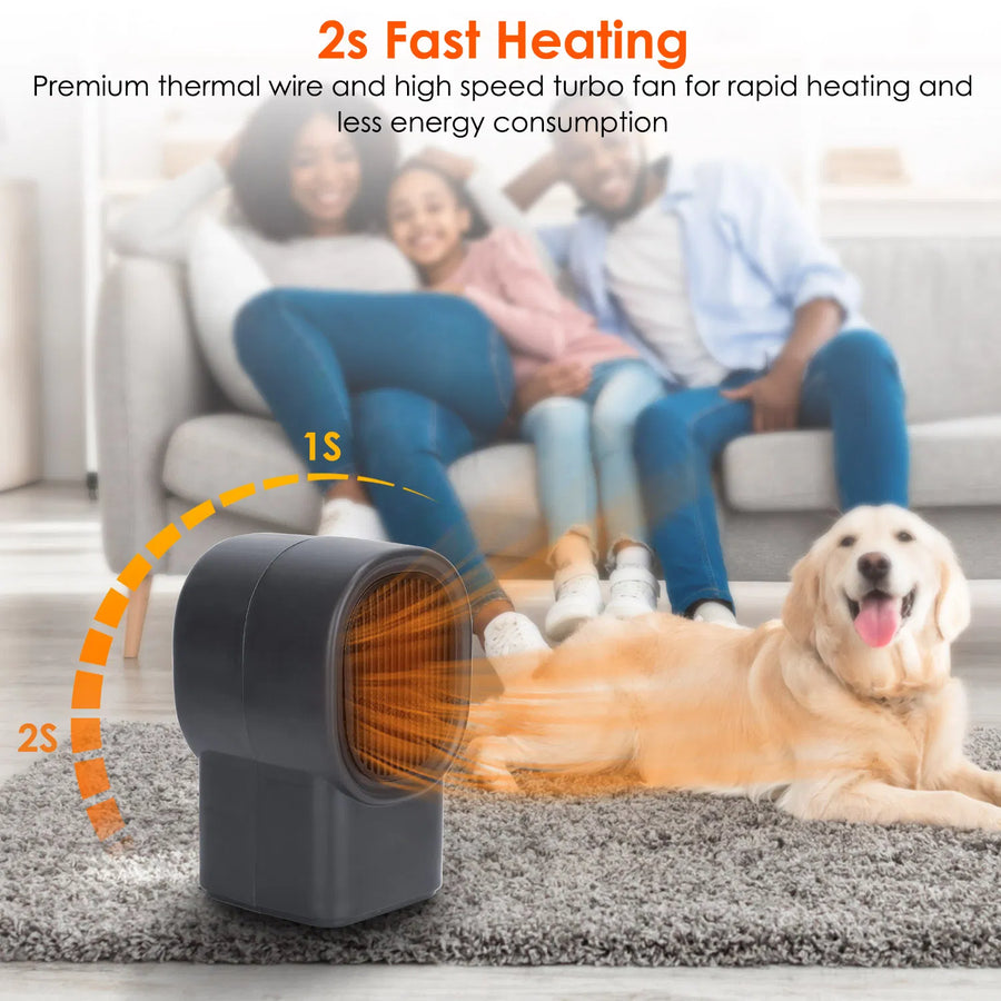 500W Mini Portable Space Heater - Fast Heating Desktop Fan Heater with Overheat Protection
