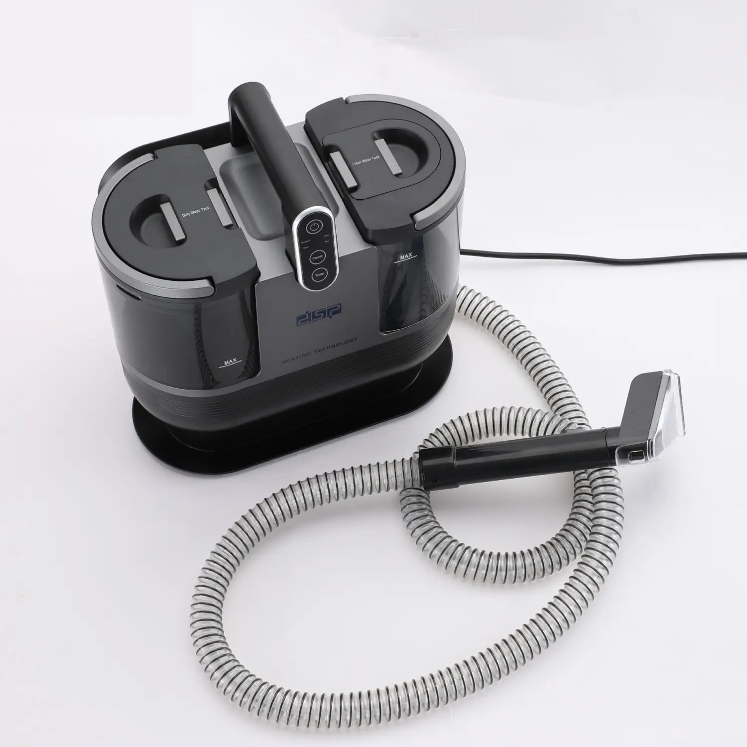 Black and silver 3in1 stain removal cleaner carpet sofa with coiled hose and handheld nozzle for versatile removal cleaner carpet use.
