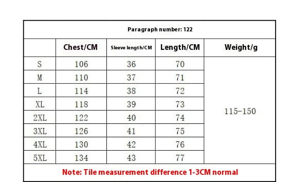 Size chart for loose casual half sleeve plaid v neck blouse showing garment measurements in centimeters and weight range of 115-150g.