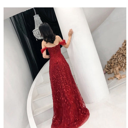 Lace Slim Slimming Bridal Evening Dress - Royalessencelux