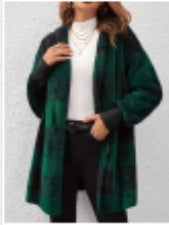Women's Oversized Plaid Knit Cardigan Sweater