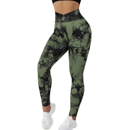 Seamless Tie Dye Leggings Women Yoga Pants Push Up Sport Fitness Running Gym Leggings - Royalessencelux