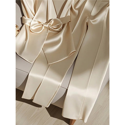 Western Style Youthful Fashionable Champagne Top And Trousers - Royalessencelux