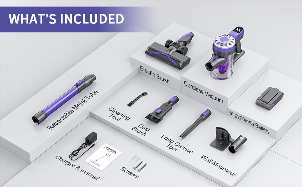 household small portable cordless stick vacuum cleaner in purple and black featuring a sleek modern design ideal for easy cleaning with a small portable telescopic and portable telescopic vacuum function