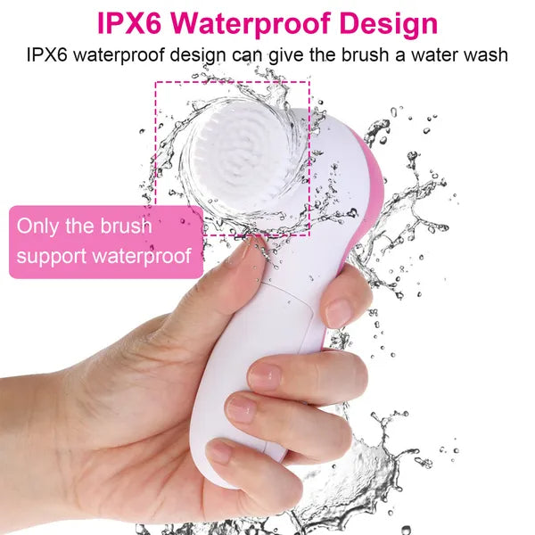 Electric Spin Facial Cleansing Brush with 5 Brush Heads - Exfoliating Face Scrubber & Massager