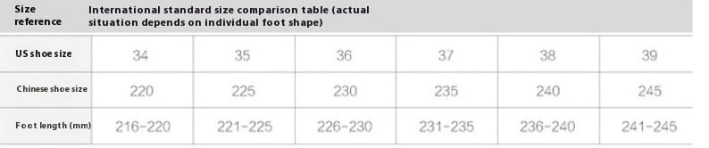 international standard size comparison table for us and chinese shoe sizes with foot length in millimeters for black lace-up peep toe high heels.