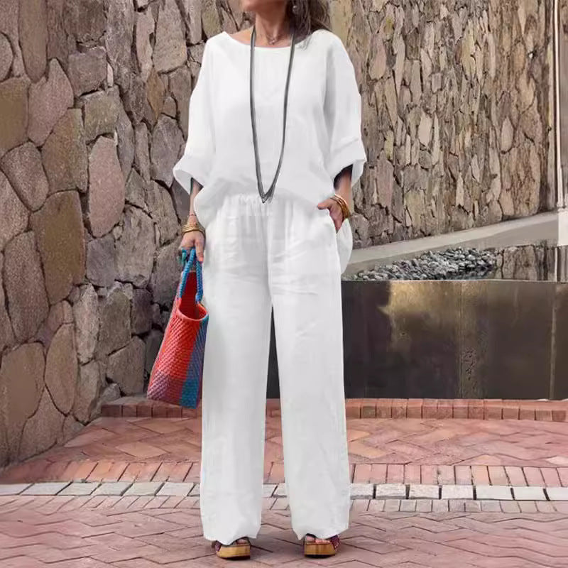 Women's cotton linen gradient two-piece set – view 5