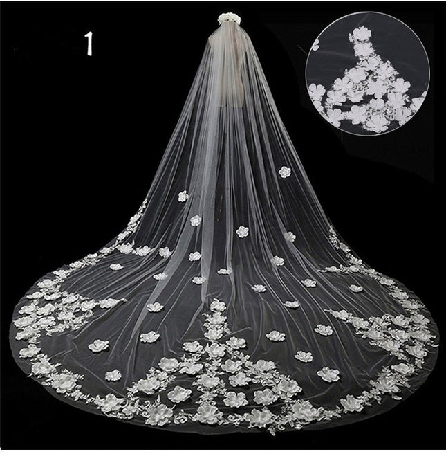 Bridal Wedding Dress Long Tail Luxury Super Fairy Wedding Veil - Royalessencelux