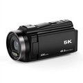 Black 5k digital outdoor sports camera with 48mp resolution and optical zoom lens for high-quality recording
