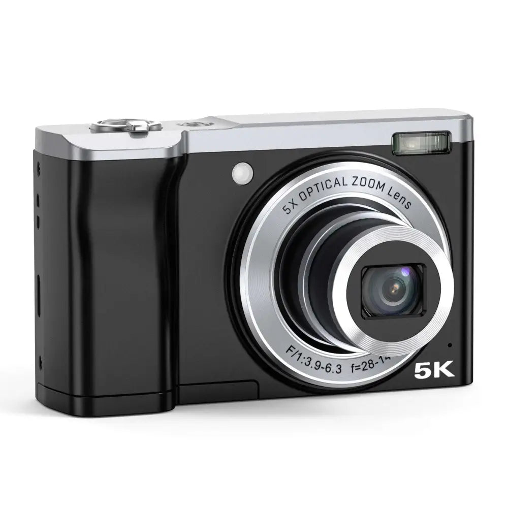 Black and silver compact 5k hd optical zoom shooting digital camera with 5x lens for high-quality shooting digital performance