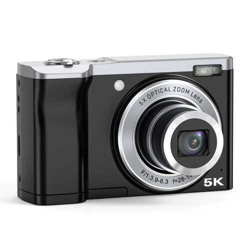 Black and silver compact 5k hd optical zoom shooting digital camera with 5x lens for high-quality shooting digital performance