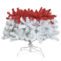 6 foot articulated fir christmas tree with vibrant red and white branches on white metal stand with led lights