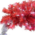 6 foot articulated fir christmas tree garland in vibrant red and silver with integrated led lights and santa hat accents